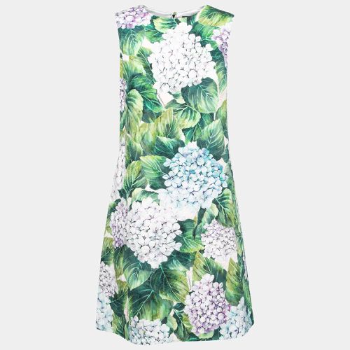 Dolce & Gabbana Green Hydrangea Print Jacquard A-Line Dress M - Dolce & Gabbana - Modalova