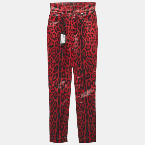 Dolce & Gabbana Red Leopard Print Denim Skinny Jeans S Waist 26" - Dolce & Gabbana - Modalova