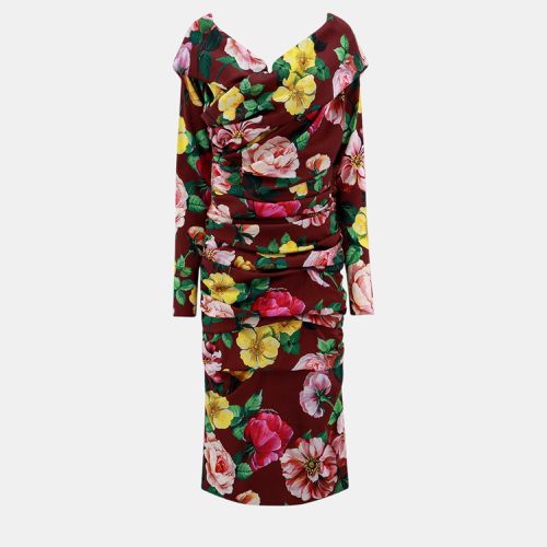 Dolce & Gabbana Multicolor Silk Floral Print Dress Xl - Dolce & Gabbana - Modalova