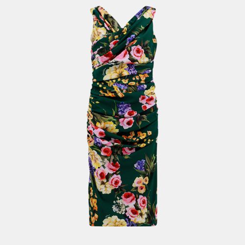 Dolce & Gabbana Green Silk Floral Print Dress Xl - Dolce & Gabbana - Modalova