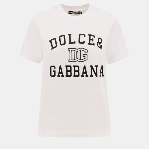 Dolce & Gabbana White Cotton T-Shirt IT 52 - Dolce & Gabbana - Modalova