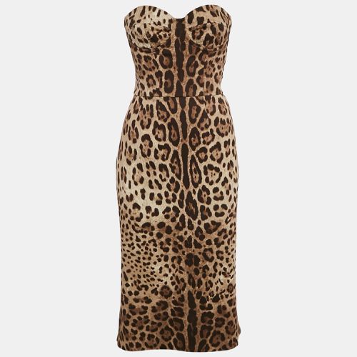 Dolce & Gabbana Brown Leopard Print Silk Tube Dress M - Dolce & Gabbana - Modalova