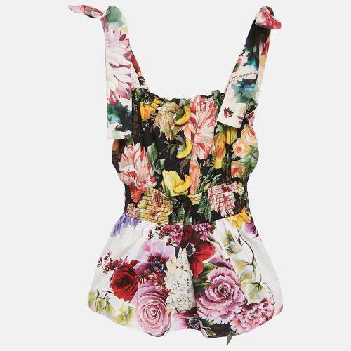 Dolce & Gabbana Multicolor Floral Print Cotton Tie-Up Strap Detail Top XS - Dolce & Gabbana - Modalova