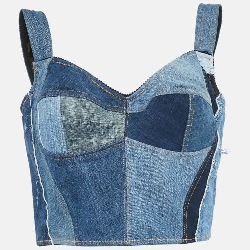 Dolce & Gabbana Blue Patchwork Denim Bustier Top M - Dolce & Gabbana - Modalova