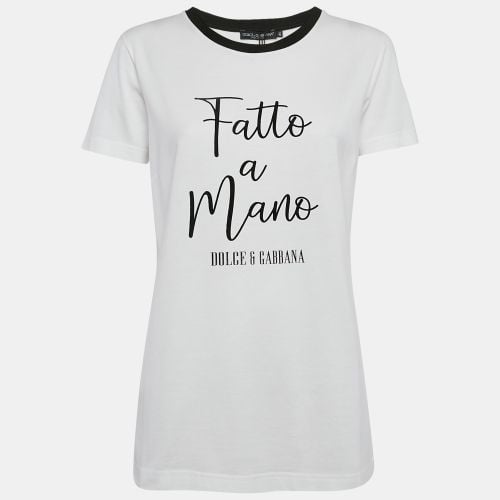 Dolce & Gabbana White Fatto a Mano Print Jersey T-Shirt M - Dolce & Gabbana - Modalova