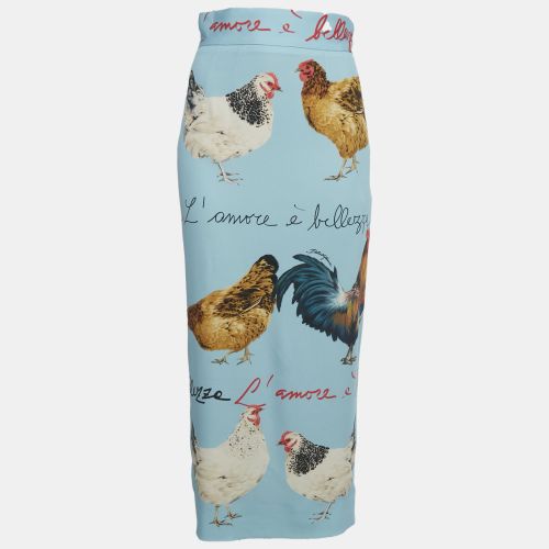Dolce & Gabbana Blue Chicken Print Crepe Midi Skirt S - Dolce & Gabbana - Modalova