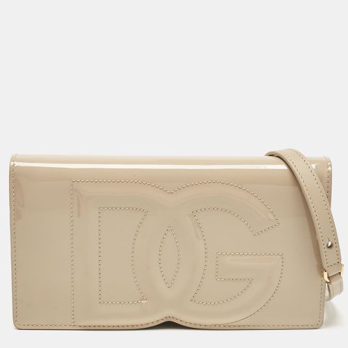 Dolce & Gabbana Beige Patent Leather DG Logo Embossed Clutch Bag - Dolce & Gabbana - Modalova