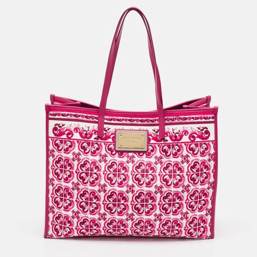 Dolce & Gabbana Fuchsia Majolica Print Canvas Large Shopper Tote - Dolce & Gabbana - Modalova