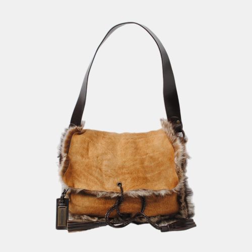 Dolce & Gabbana Brown Suede Reversible Faux Fur Shoulder Bag - Dolce & Gabbana - Modalova