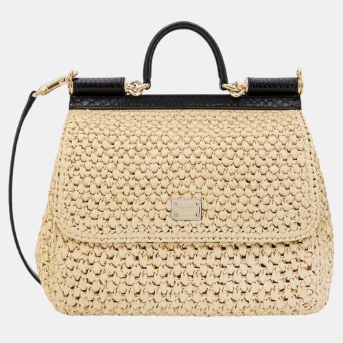 Dolce & Gabbana Beige Raffia Siciliy Handbag - Dolce & Gabbana - Modalova