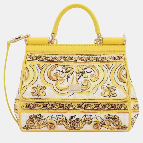 Dolce & Gabbana Yellow Leather and Fabric Majolica Siciliy Handbag - Dolce & Gabbana - Modalova