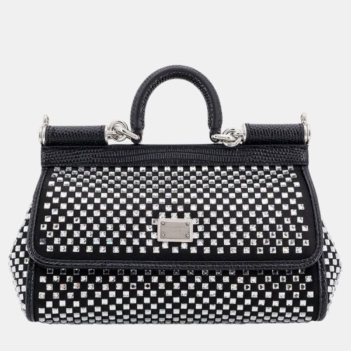 Dolce & Gabbana Black Satin and Rhinestones Siciliy Handbag - Dolce & Gabbana - Modalova