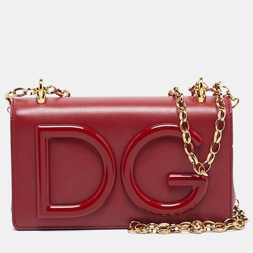 Dolce & Gabbana Red Leather Mini DG Girl Wallet On Chain - Dolce & Gabbana - Modalova