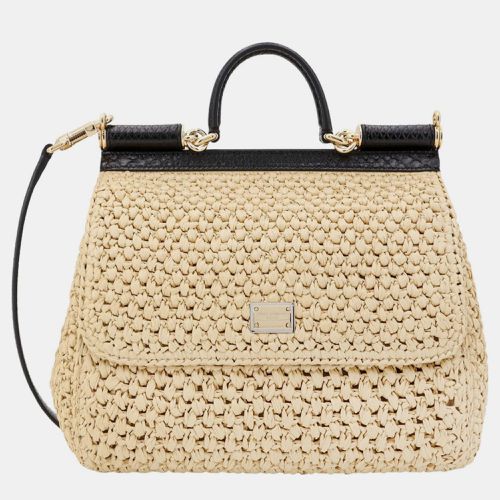 Dolce & Gabbana Beige Rafia Sicily Handbag - Dolce & Gabbana - Modalova