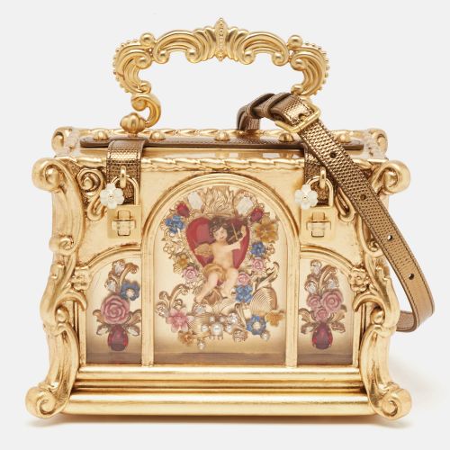 Dolce & Gabbana Gold Wood Angel Cherub Box Top Handle Bag - Dolce & Gabbana - Modalova