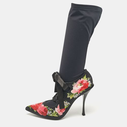 Dolce & Gabbana Multicolor Stretch Fabric Flower Embraided Boots Size 40 - Dolce & Gabbana - Modalova