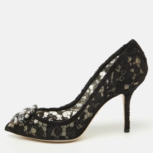 Dolce & Gabbana Black Lace Bellucci Pointed Toe Pumps Size 38.5 - Dolce & Gabbana - Modalova