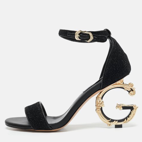 Dolce & Gabbana Black Leather and Lurex Keira DG Baroque Sandals Size 38 - Dolce & Gabbana - Modalova