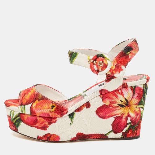 Dolce & Gabbana Multicolor Floral Printed Fabric Platform Wedge Sandals Size 35 - Dolce & Gabbana - Modalova