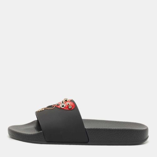 Dolce & Gabbana Black Rubber and Leather Patch Pool Slides Size 37 - Dolce & Gabbana - Modalova