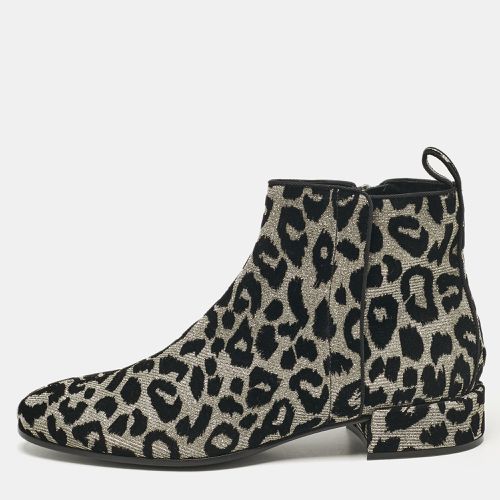 Dolce & Gabbana Black/Silver Animal Print Lurex and Velvet Ankle Boots Size 39 - Dolce & Gabbana - Modalova