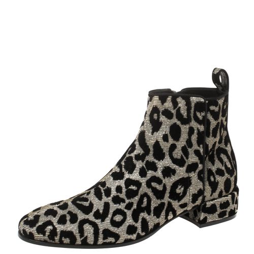 Gold/Silver Animal Print Lurex Fabric Boots Size 38 - Dolce & Gabbana - Modalova