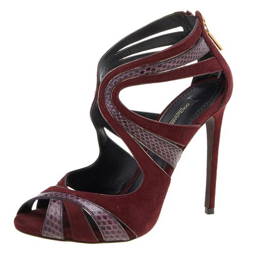 Dolce & Gabbana Burgundy Suede And Snakeskin Sandals Size 36.5 - Dolce & Gabbana - Modalova