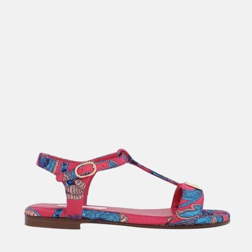 Dolce & Gabbana Kids Red/Blue - Leather - Jacquard Buckle Sandals EU 32 - Dolce & Gabbana - Modalova