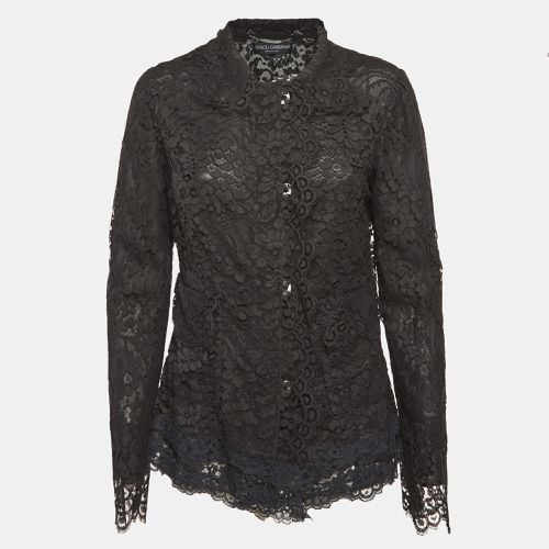 Dolce & Gabbana Black Floral Lace Button Front Jacket M - Dolce & Gabbana - Modalova