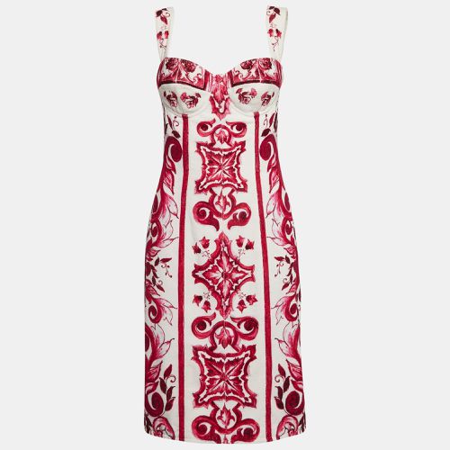 Dolce & Gabbana Pink Majolica Print Terry Cotton Midi Dress M - Dolce & Gabbana - Modalova