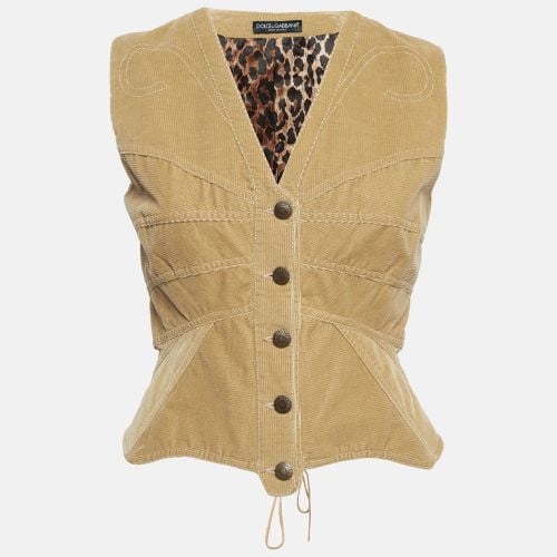 Dolce & Gabbana Tan Corduroy Lace-Up Vest M - Dolce & Gabbana - Modalova