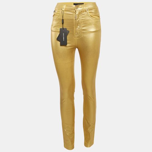 Dolce & Gabbana Metallic Gold Coated Cotton Grace Skinny Pants S - Dolce & Gabbana - Modalova