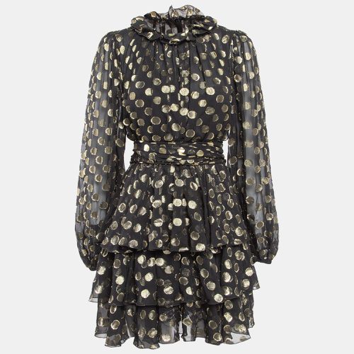 Dolce & Gabbana Black Polka Dot Silk Brocade Tie-Up Waist Mini Dress M - Dolce & Gabbana - Modalova