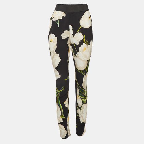 Dolce & Gabbana Black Floral Print Crepe Trousers S - Dolce & Gabbana - Modalova