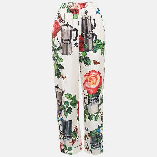 Dolce & Gabbana White Printed Silk Satin Pants S - Dolce & Gabbana - Modalova