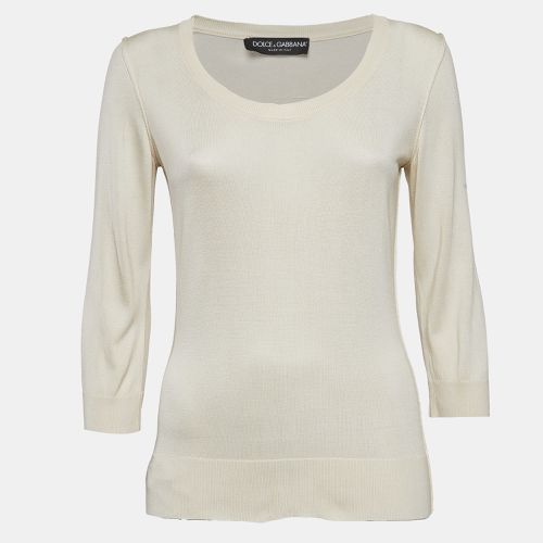 Dolce & Gabbana Light Beige Jersey Full Sleeve Round Neck Jumper S - Dolce & Gabbana - Modalova