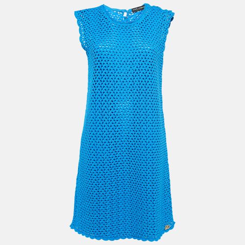 Dolce & Gabbana Blue Crotch Patterned Cotton Knit Midi Dress L - Dolce & Gabbana - Modalova