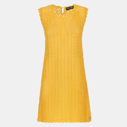 Dolce & Gabbana Yellow Crochet Sleeveless Mini Dress L - Dolce & Gabbana - Modalova