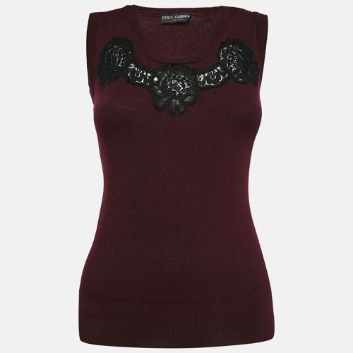 Dolce & Gabbana Burgundy Wool Lace Detail Sleeveless Top M - Dolce & Gabbana - Modalova