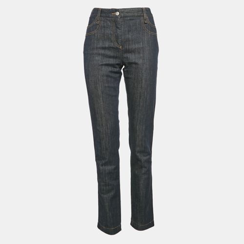 Dolce & Gabbana Indigo Blue Logo Applique Denim Jeans M Waist 32" - Dolce & Gabbana - Modalova