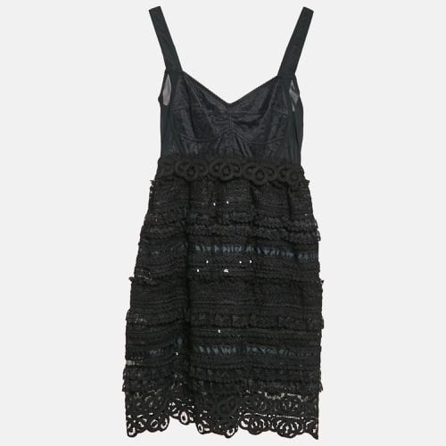 Dolce & Gabbana Black Jersey and Crepe Ruffled Mini Dress S - Dolce & Gabbana - Modalova