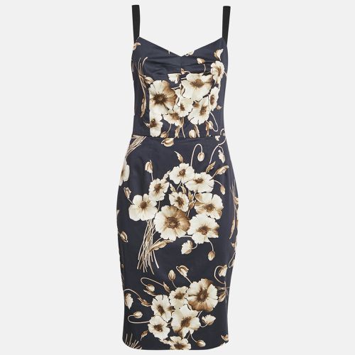 Dolce & Gabbana Navy Blue Floral Print Cotton Midi Dress M - Dolce & Gabbana - Modalova