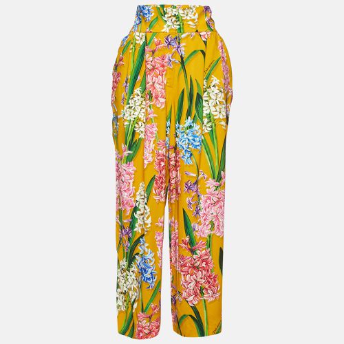 Dolce & Gabbana Yellow Floral Print Crepe Wide Leg Pants M - Dolce & Gabbana - Modalova