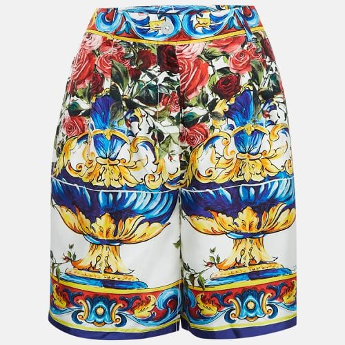 Dolce & Gabbana Multicolor Floral Majolica Print Silk Bermuda Shorts S - Dolce & Gabbana - Modalova