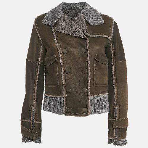 Dolce & Gabbana Brown Shearling Trim Leather Jacket M - Dolce & Gabbana - Modalova