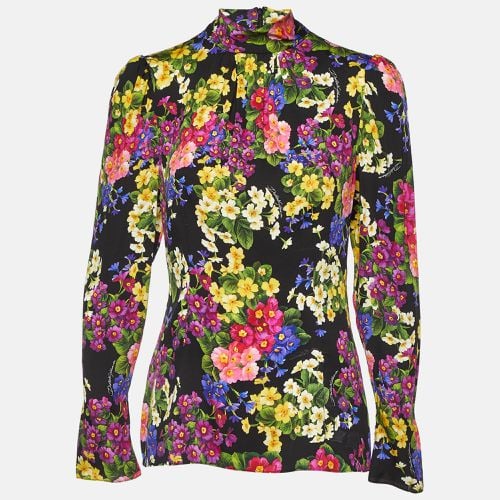 Dolce & Gabbana Black Floral Print Silk Long Sleeve Top M - Dolce & Gabbana - Modalova