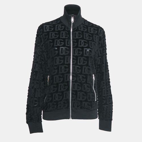 Dolce & Gabbana Black DG Debossed Cotton Knit Bomber Jacket S - Dolce & Gabbana - Modalova