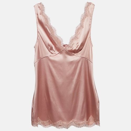 Dolce & Gabbana Pink Lace Trim Stretch Satin Camisole Top M - Dolce & Gabbana - Modalova