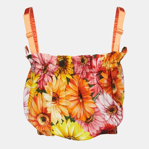 Dolce & Gabbana Orange Floral Print Poplin Gathered Crop Top L - Dolce & Gabbana - Modalova