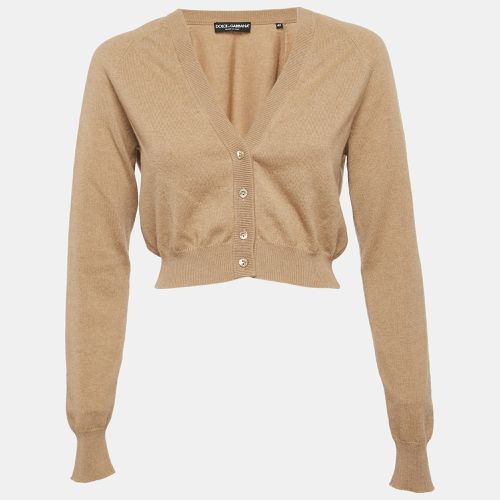 Camel Cashmere Knit Crop Cardigan M - Dolce & Gabbana - Modalova